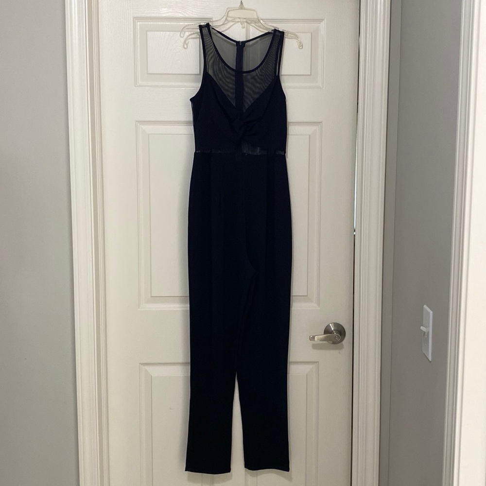 Black mesh jumpsuit